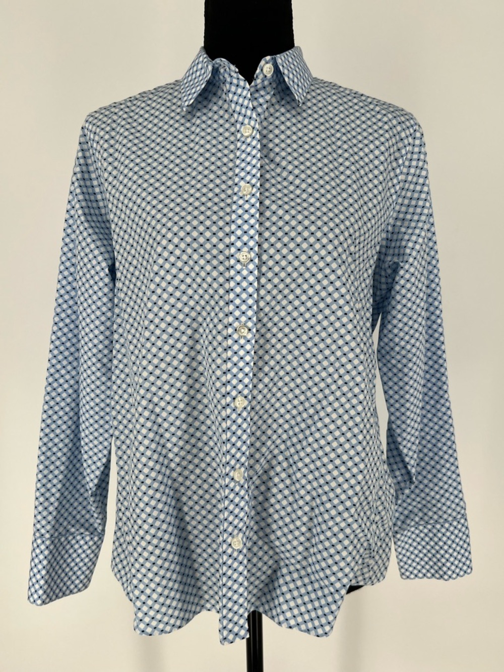 LANDS’ END  Blue Geometric Button-Up Shirt